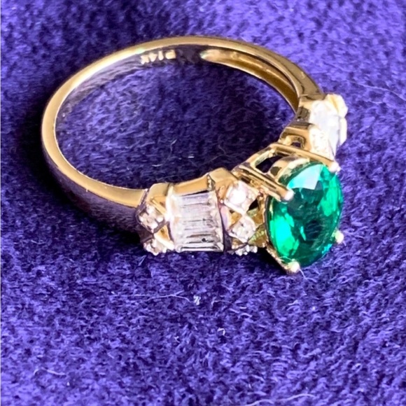 💚 14K EMERALD & WHITE SAPPHIRE RING 💚 - Picture 4 of 7